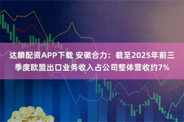 达麟配资APP下载 安徽合力：截至2025年前三季度欧盟出口业务收入占公司整体营收约7%